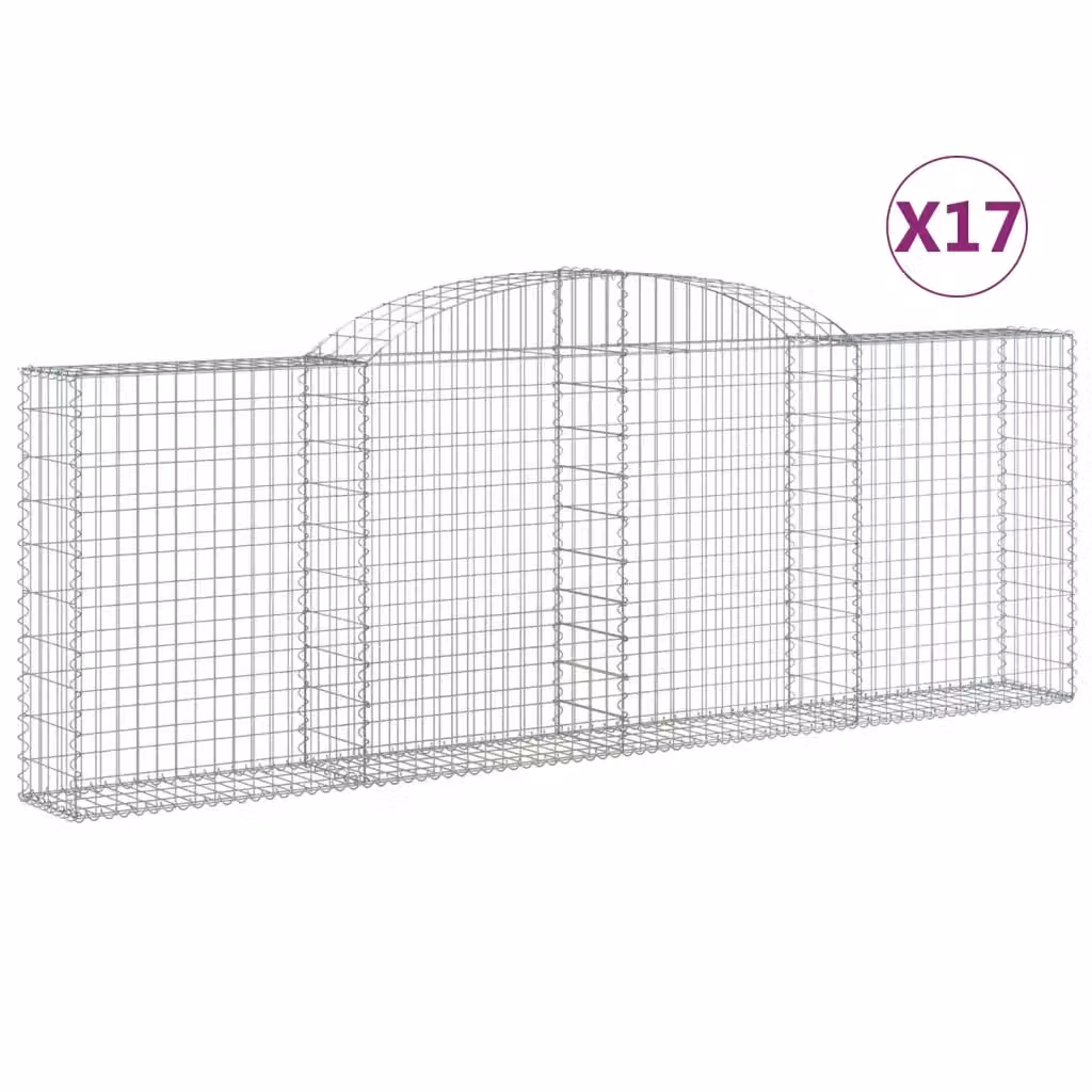 Set di 17 Cesti Gabbioni ad Arco Videx in Acciaio Zincato Colore Argento L: 300 cm, P: 30 cm, H: 100/120 cm – 2