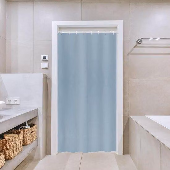 piccola, grigio-blu, poliestere, 120 x 200 cm, tenda da bagno, idrorepellente, con pesi