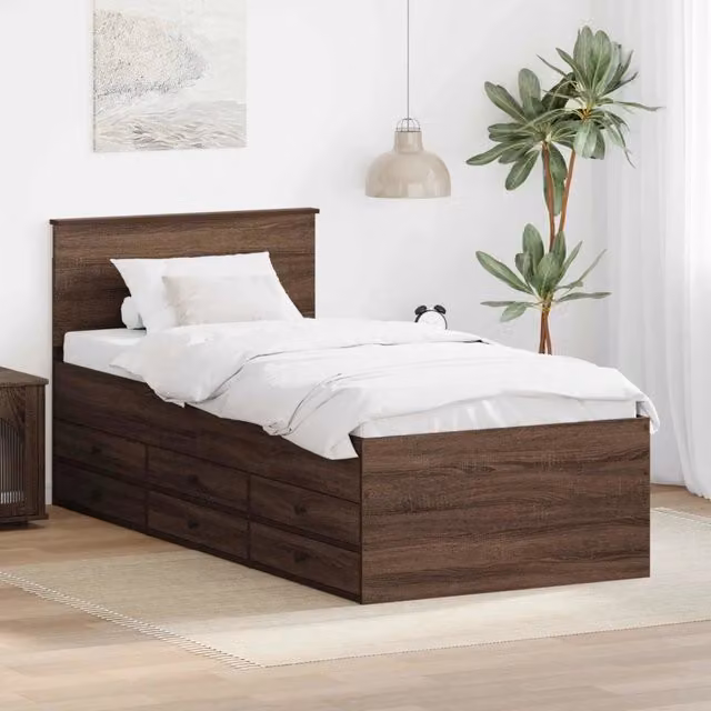 Daybed Rovere Marrone e Nero 75 x 190 cm Legno ingegnerizzato 3408542