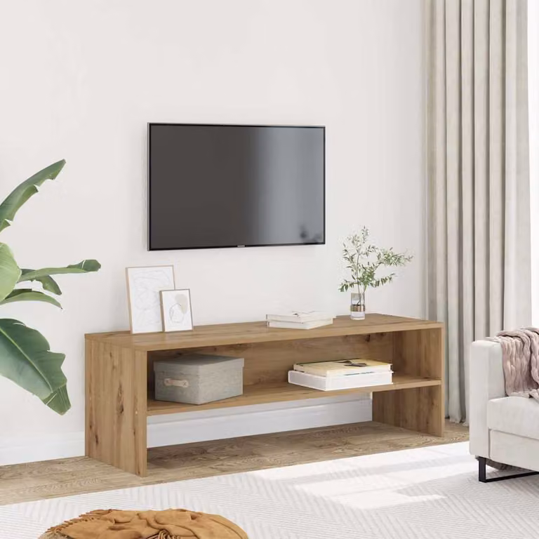 Mobile TV vidaXL in Rovere Marrone con Ruote e Scomparti Media L/P/H: 120 x 40 x 40 cm
