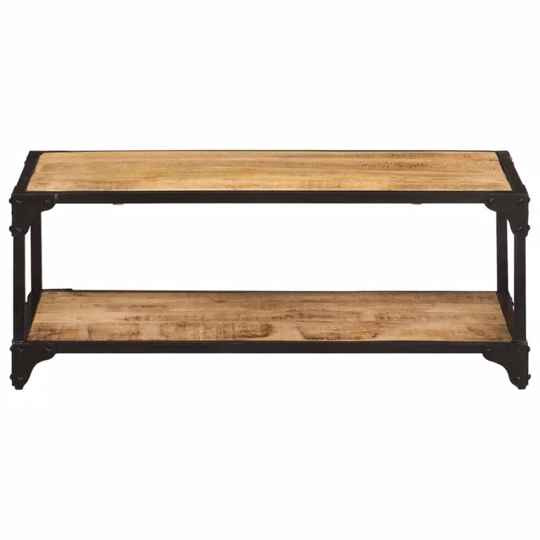 Tavolino da Salotto 90x45x35 cm Legno Massello di Mango Grezzo