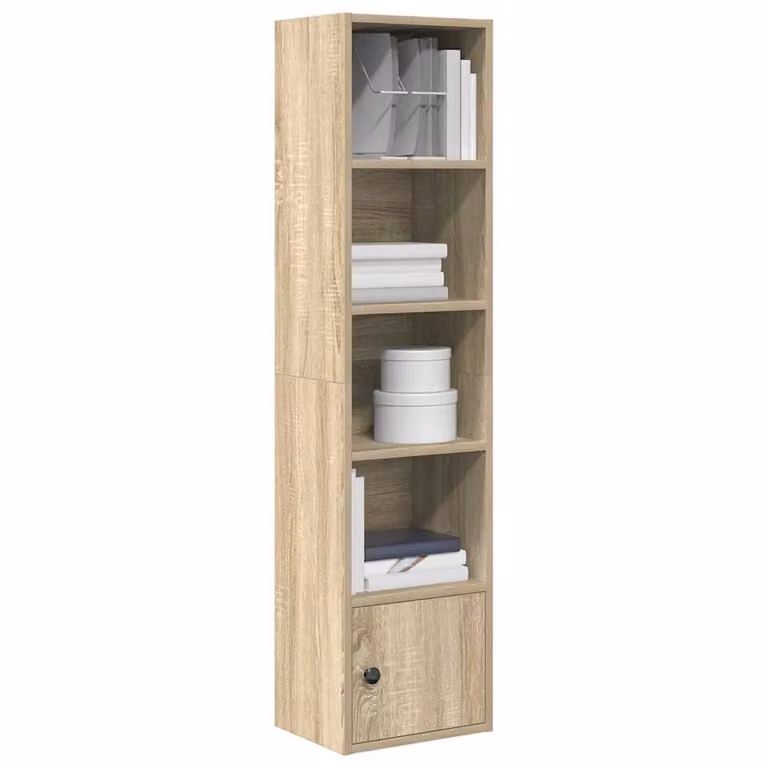 Libreria moderna vidaXL in legno multistrato e MDF, colore beige e marrone, L/P/H: 31 x 24 x 127 cm