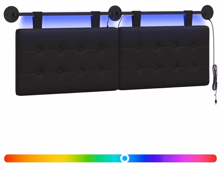 Testiera sospesa Con luce LED Nero Pelle finta