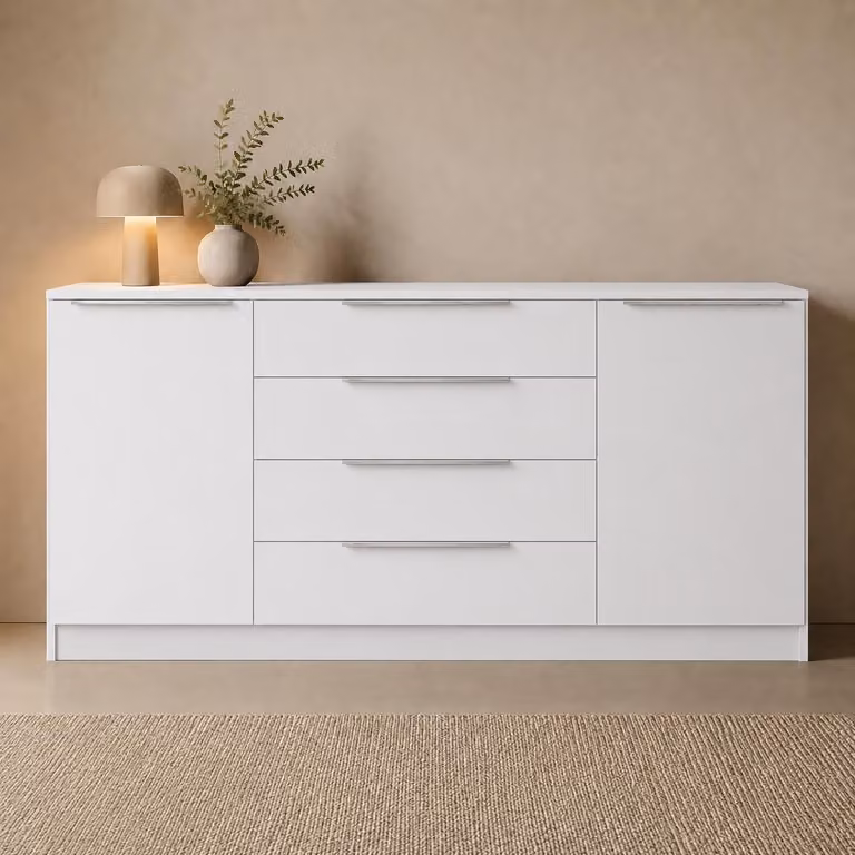 Comò "Oliva" 166 cm, bianco opaco
