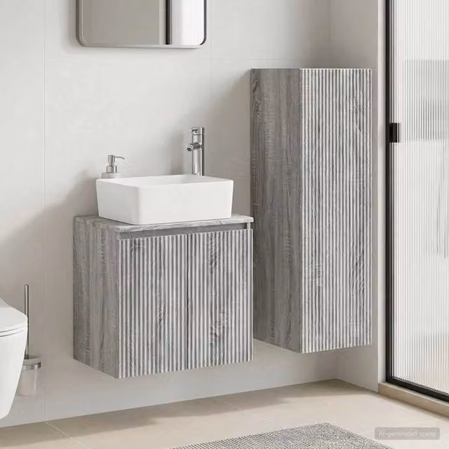 Set di mobili per il bagno 2 pz Sonoma grigio 3406129