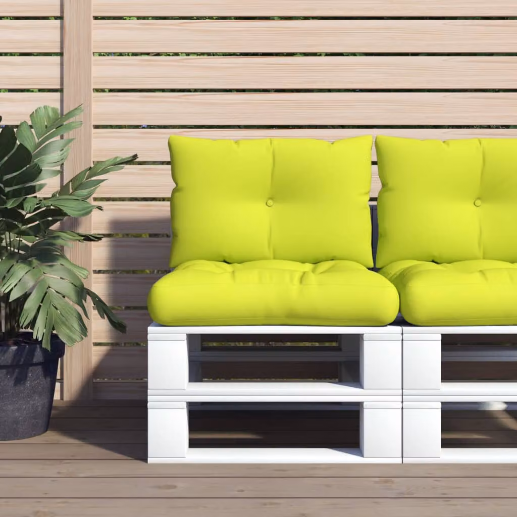 Set di 2 cuscini per divani in pallet vidaXL in tessuto verde, idrorepellenti e resistenti ai raggi UV, L/P/H: 61,5 x 60 x 10 cm