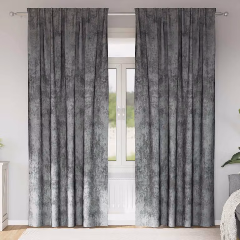 Set di 2 tende in velluto vidaXL grigie con isolamento termico e oscuramento, H: 225 cm, L: 140 cm