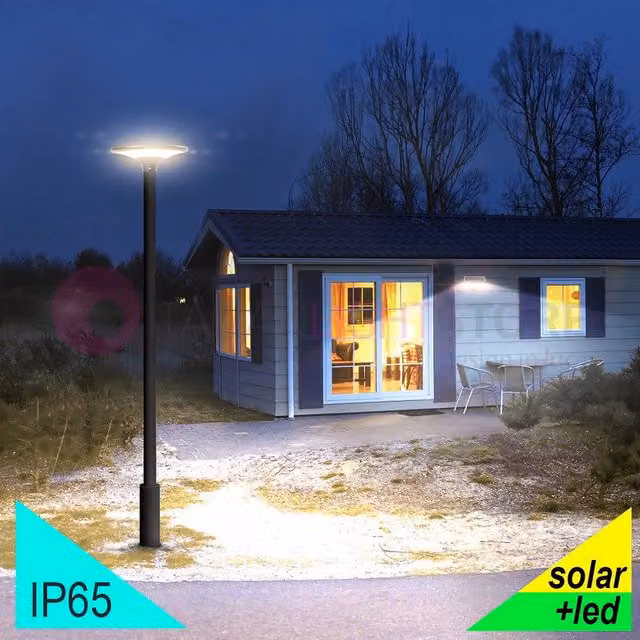 Illuminasol Faro Solare LED UFO da Giardino con Sensore Crepuscolare, Luce Bianca Fredda, Nero