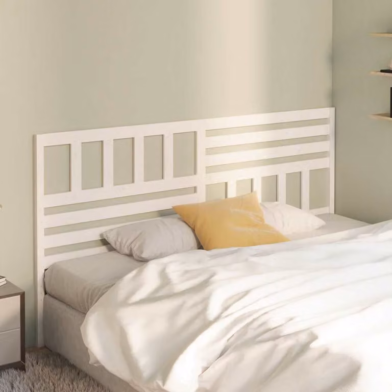 Testiera per letto vidaXL in legno massello di pino bianco, stile rustico, L: 206 cm, P: 4 cm, H: 100 cm