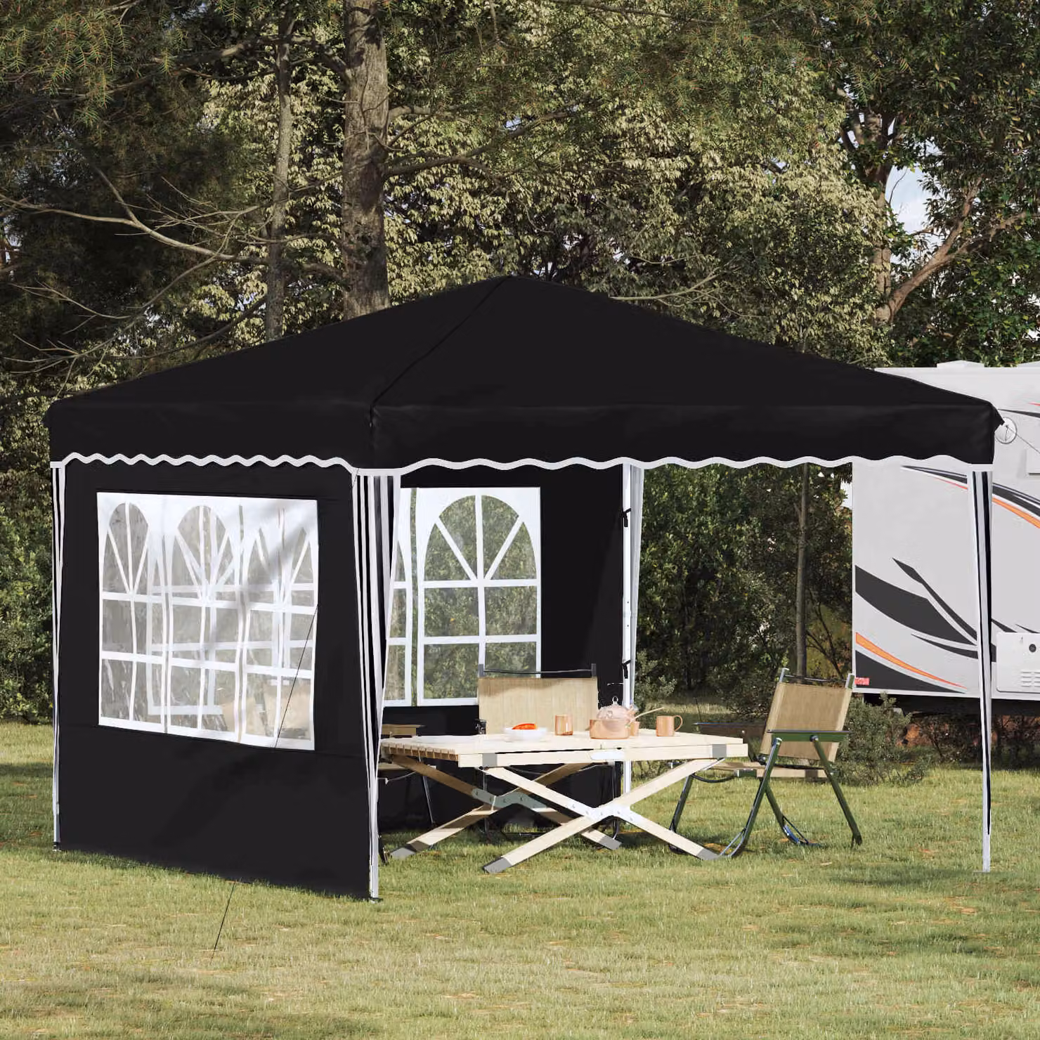 Tenda per feste a pop-up vidaXL in tessuto Oxford nero, L 288 x P 288 x H 245 cm