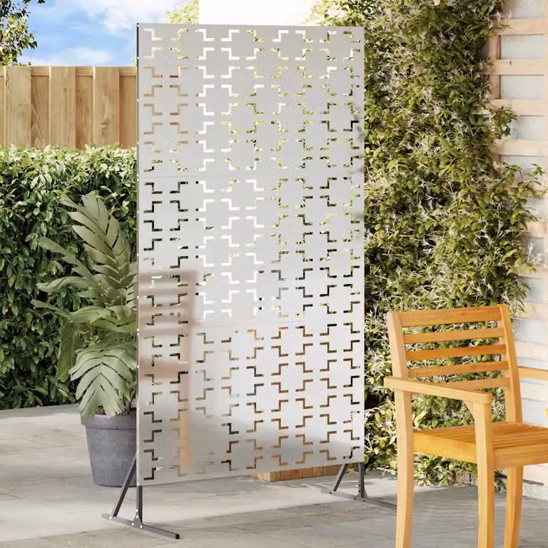 Paravent per privacy vidaXL in acciaio zincato argento, L 100 x P 50 x H 180 cm