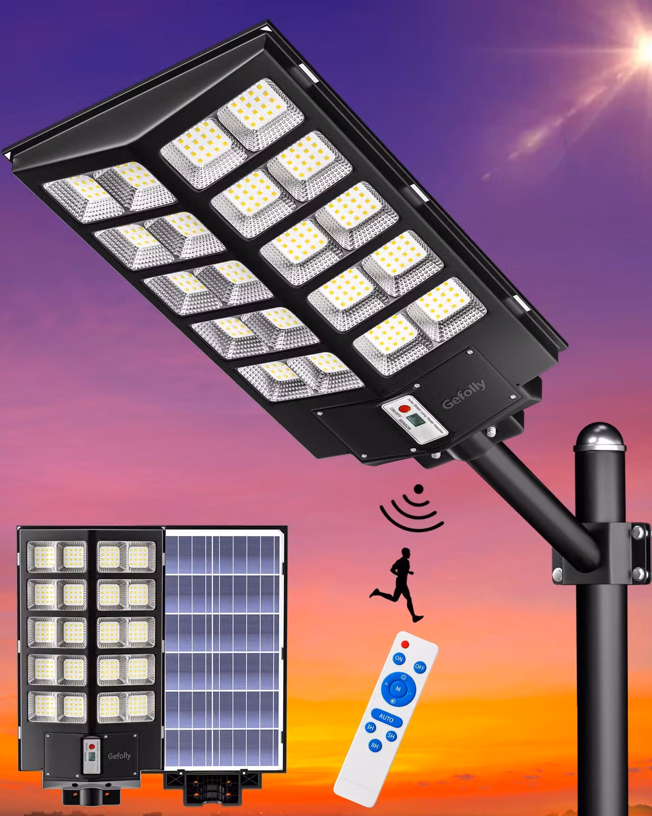 Lampada solare da 520.000 lumen, 6500 K, grado di protezione IP67, con telecomando, per uso esterno