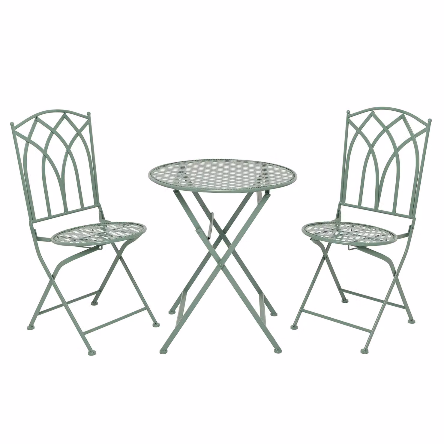 Set giardino Bistrot Vestiamo Casa Giardino con tavolo rotondo da 60 cm e 2 sedie pieghevoli in metallo Verde Design Liberty – 1