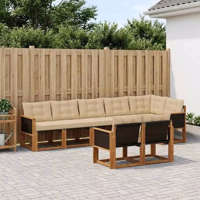 Set di divani da esterno 8 pz Naturale e Beige 3382025