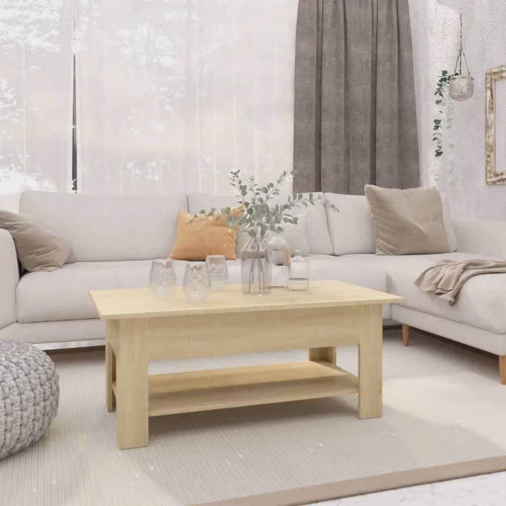 vidaXL Tavolino in rovere Sonoma 102x55x42 cm Materiale a base di legno - Tavolino - Tavolini - Tavolino con ripiano - Tavolino rettangolare