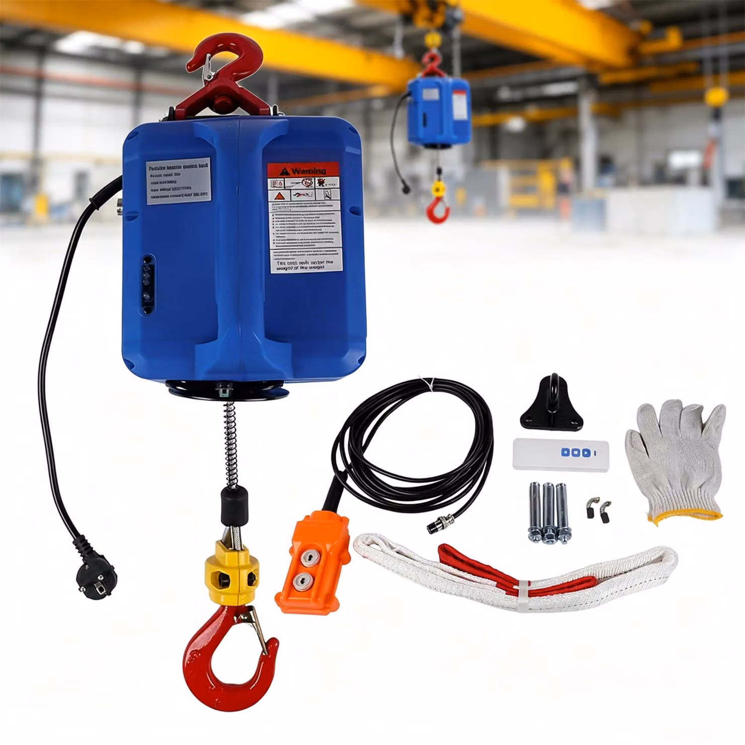 Avvolgitori elettrici a 230 V, capacità di 500 kg, altezza di sollevamento di 7,6 metri, potenza di 1500 W