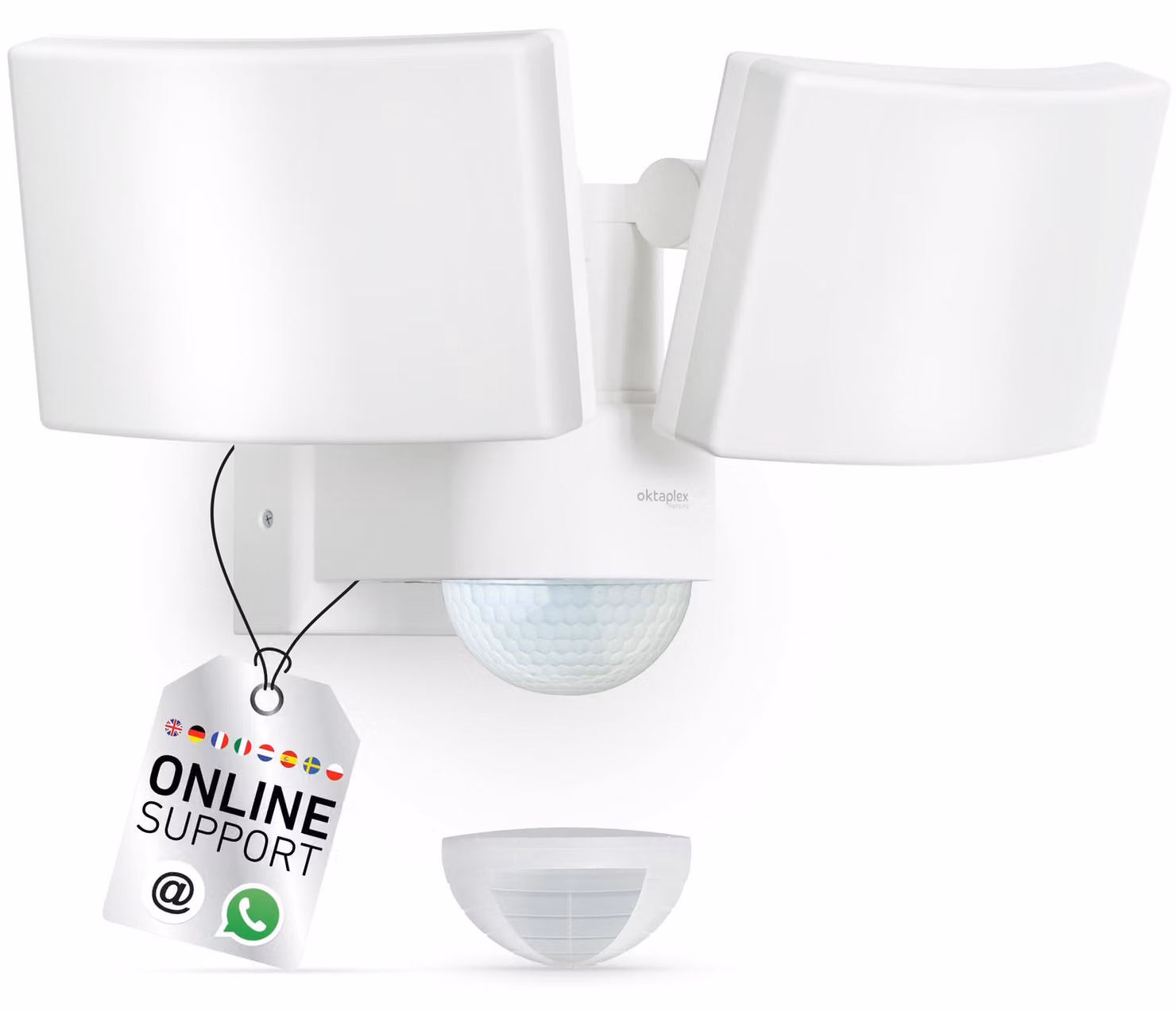 Faretto LED da esterno con sensore di movimento, 3000 K, 3200 lumen, grado di protezione IP65, colore bianco