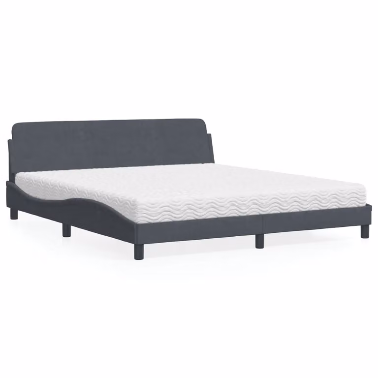 Letto con Materasso Dover vidaXL in Velluto Grigio Scuro L/P/H: 180 x 200 cm