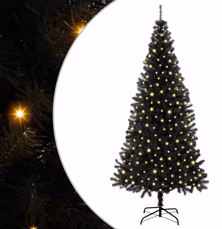 Albero di Natale con 300 LED con supporto Nero 180 cm PVC