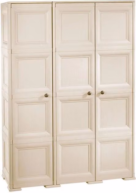 ARMADIO 3 ANTE ANGORA 118X43X164 CM CON PUNTALI E ANTE EFFETTO LEGNO, MOBILE ALTO SALVASPAZIO PER ZONA GIORNO E INGRESSO