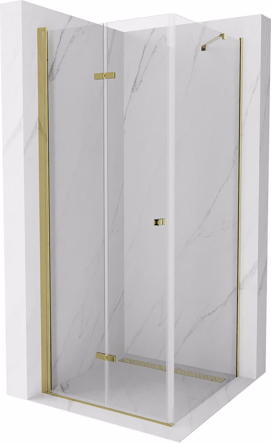 Mexen Lima cabina doccia pieghevole 100 x 100 cm, trasparente, dorato - 856-100-100-50-00