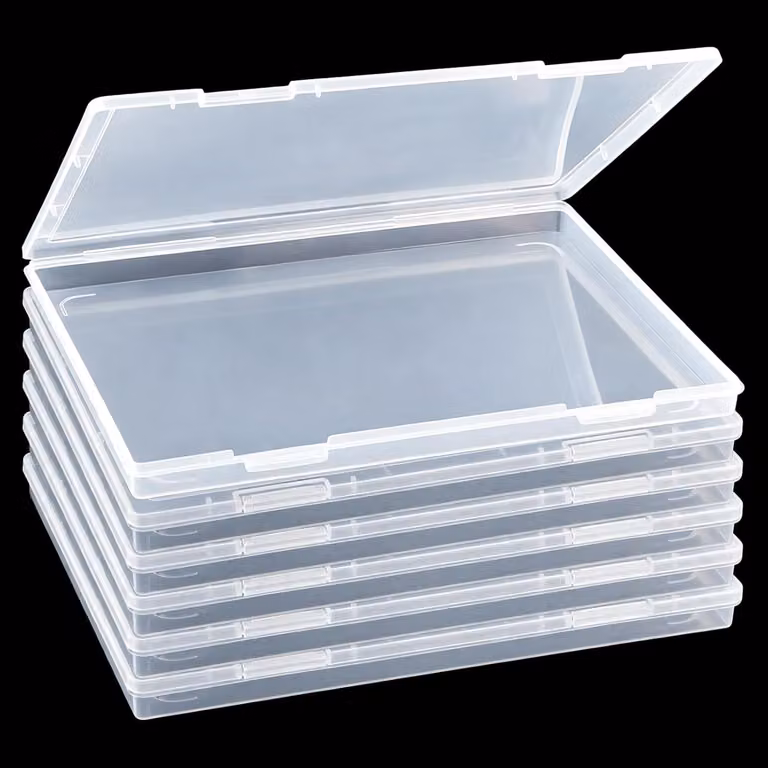 Set di 6 contenitori trasparenti, dimensioni 30,5 x 22,5 x 2,3 cm, ideali per foto e documenti