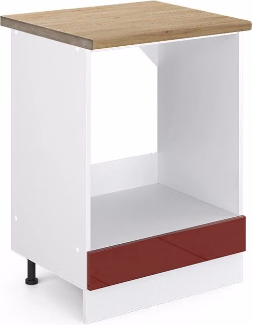 Mobile per forno da incasso R-Line Vicco Rosso lucido e Bianco, Larghezza: 60 cm
