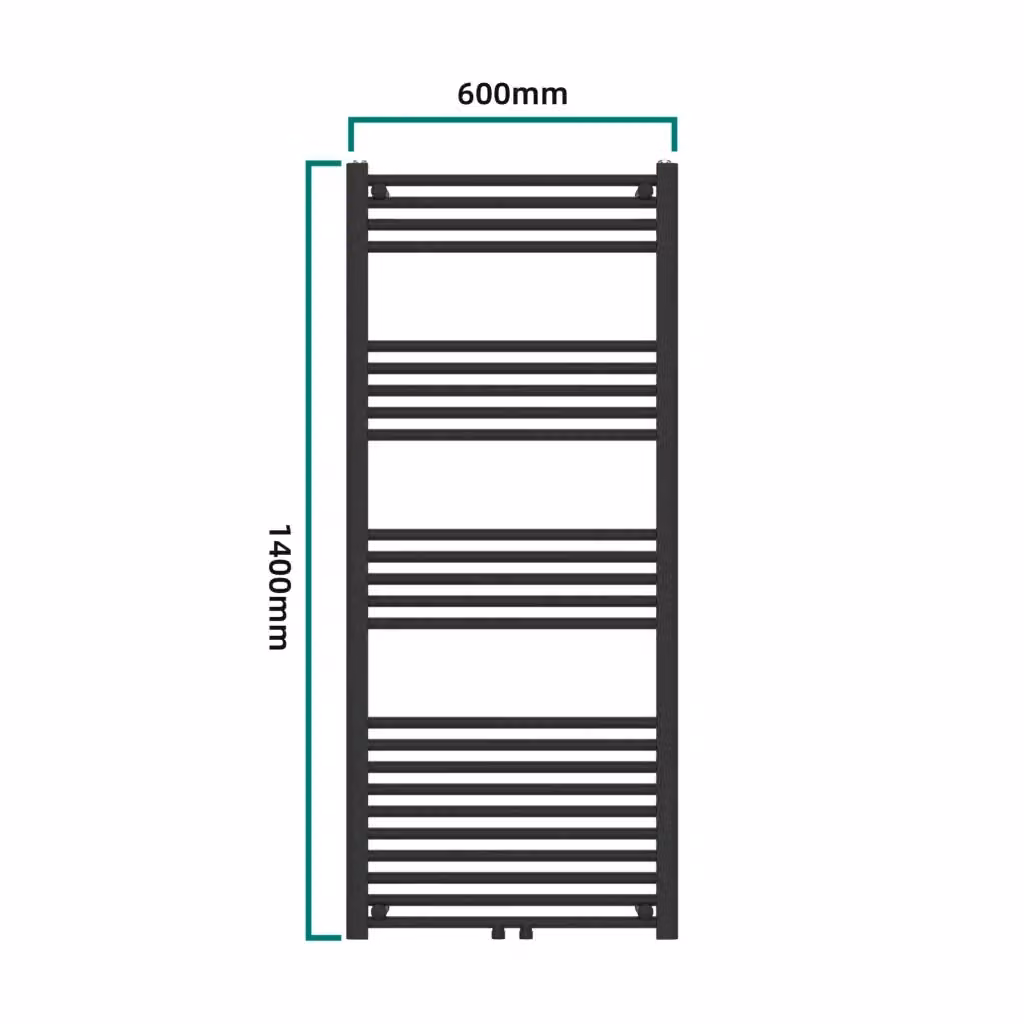 Scaldasalviette da bagno neu.haus in acciaio nero, montaggio a parete, H: 140 cm, L: 60 cm – 2