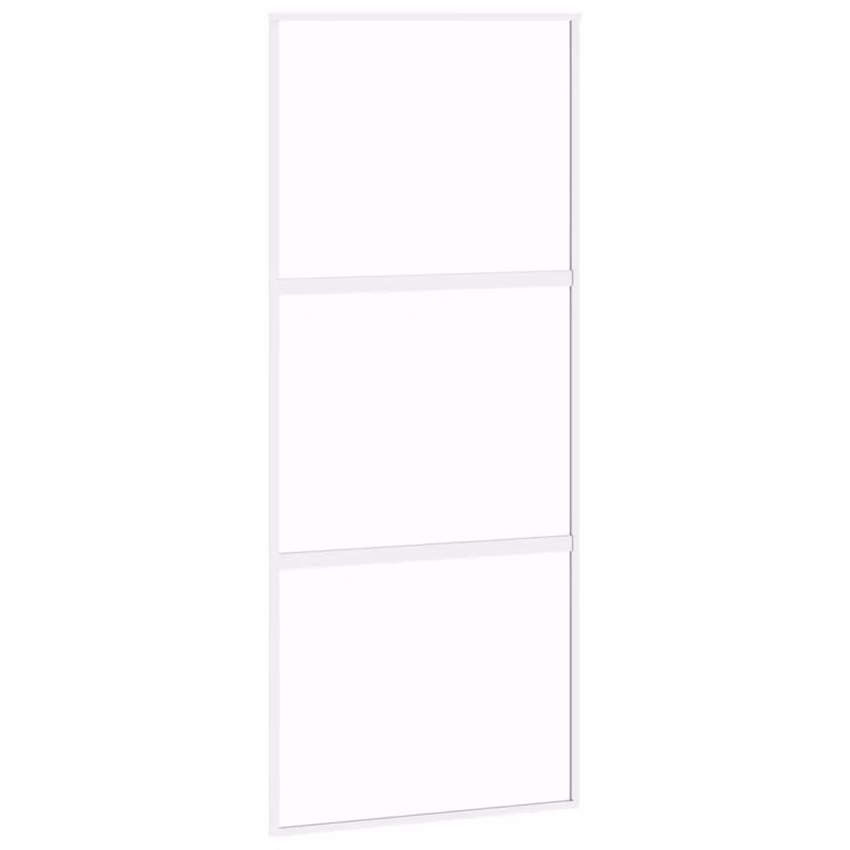 Porta Scorrevole Bianca 90x205 cm Vetro Temperato e Alluminio