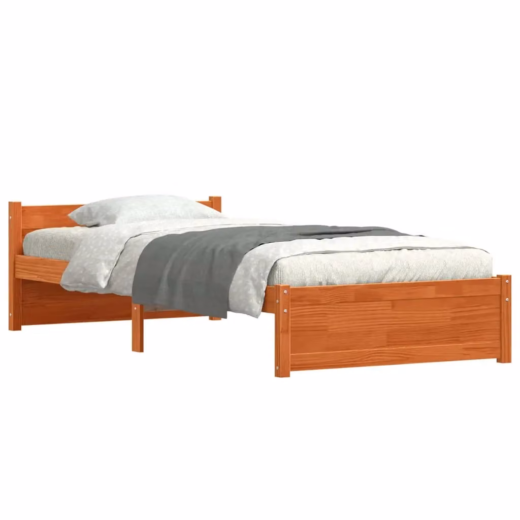 Struttura del letto in legno di pino con giroletto marrone cerato L: 195,5 cm, P: 80,5 cm, H: 51 cm – 2