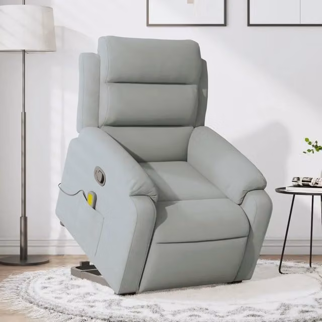 Divano Sedia-Poltrona Alzapersona Reclinabile Grigio Chiaro in Velluto 348371