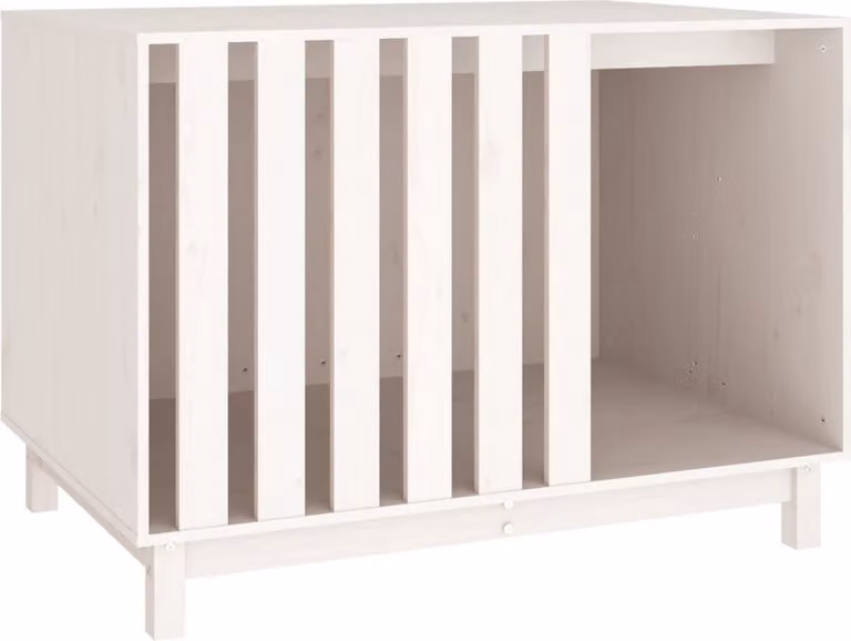 Casetta per Cani Bianca 100x70x72 cm in Legno Massello di Pino
