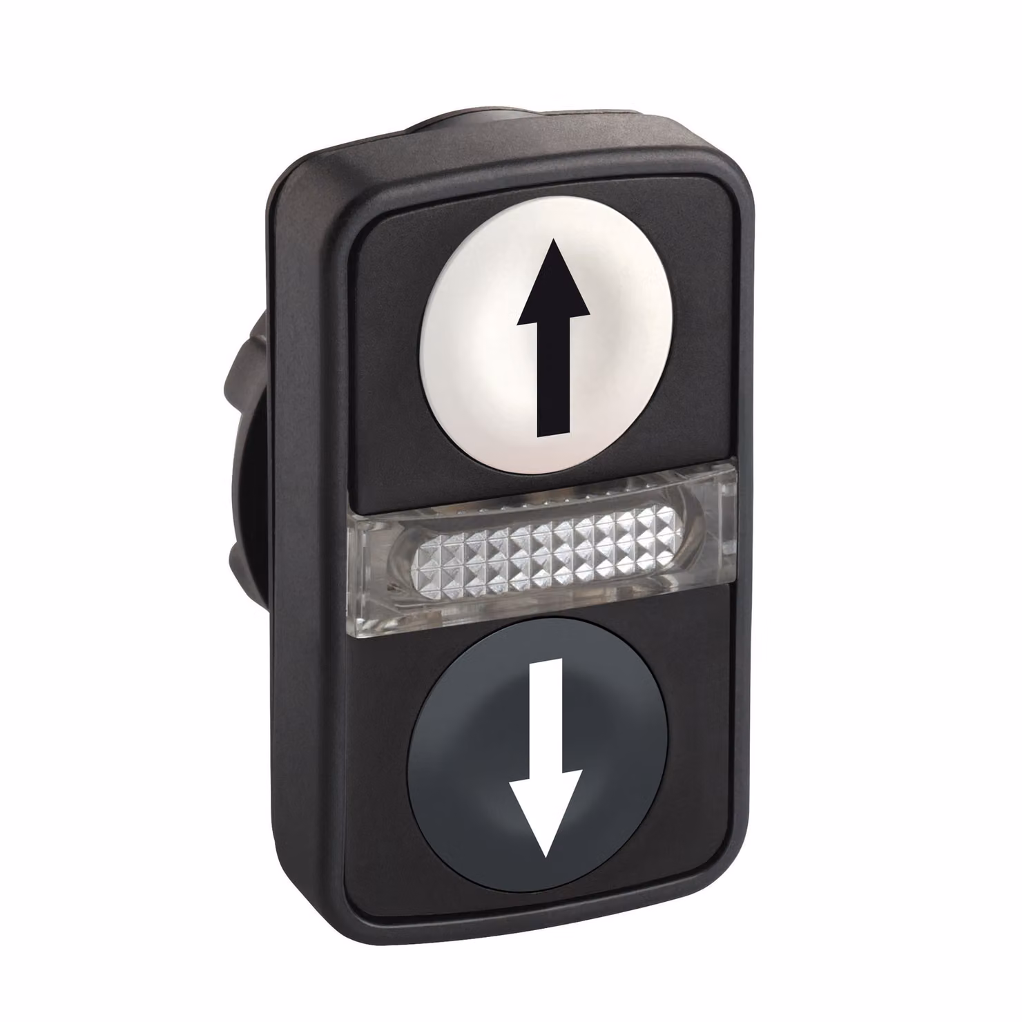 Schneider Electric Elemento frontale per pulsante doppio illuminato ZB5, momentaneo, nero + bianco, Ø 22 mm ZB5AW7A1724