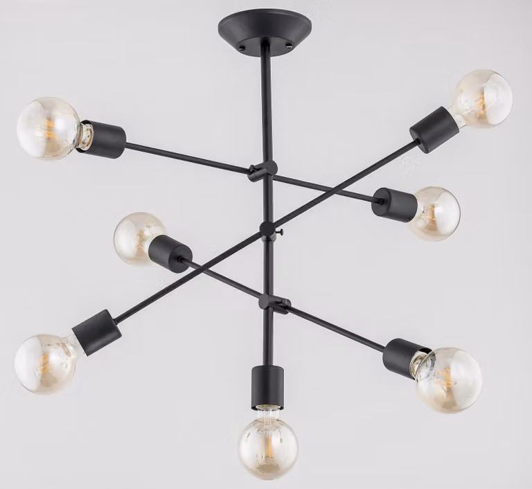 Lampada a sospensione con bracci regolabili STEP, nera, 7xE27x15W, metallo, dimensioni: 63x68x68 cm, IP20, Alfa
