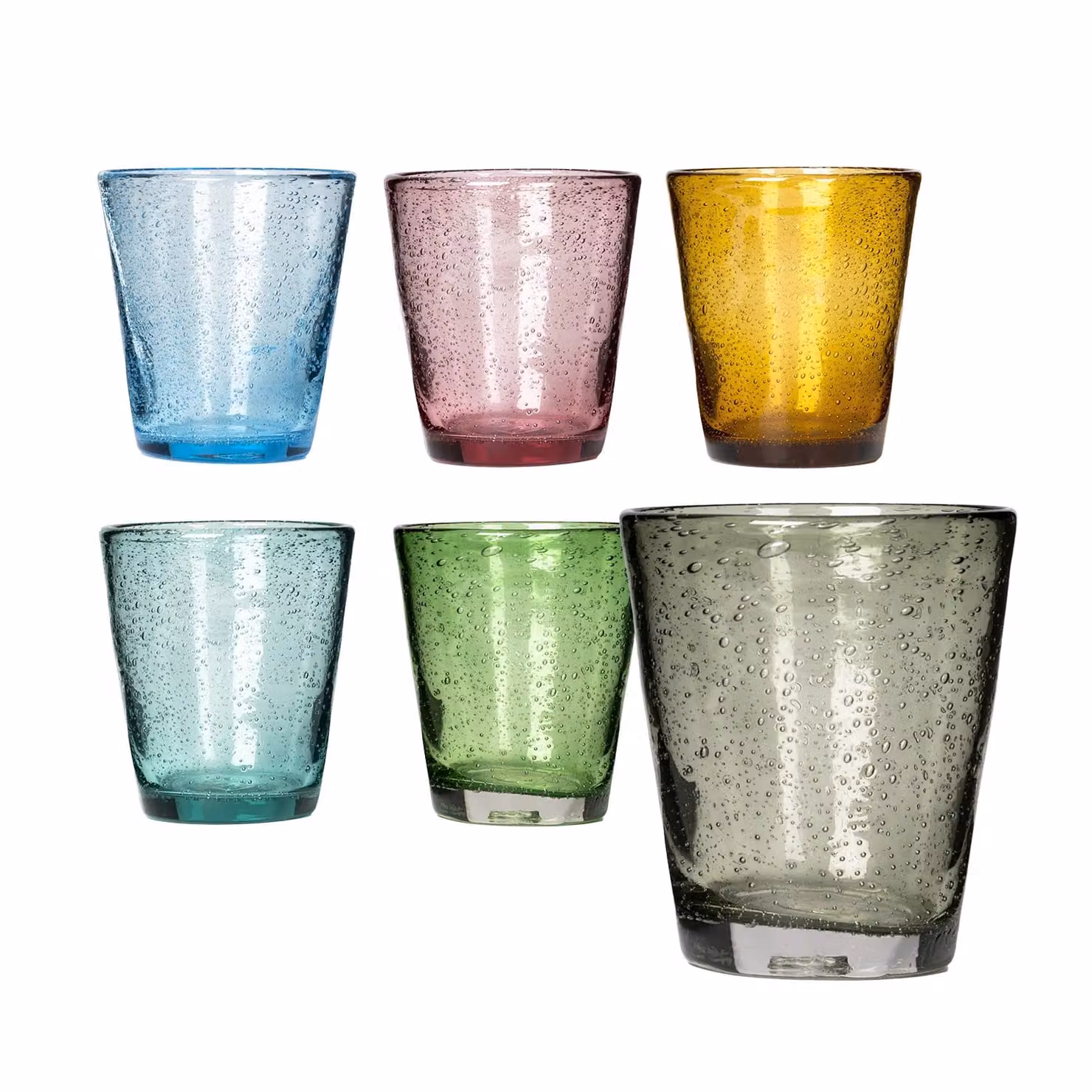 Set di 6 bicchieri per acqua Bubbles di Gusto Casa in vetro soffiato multicolore da 300 ml