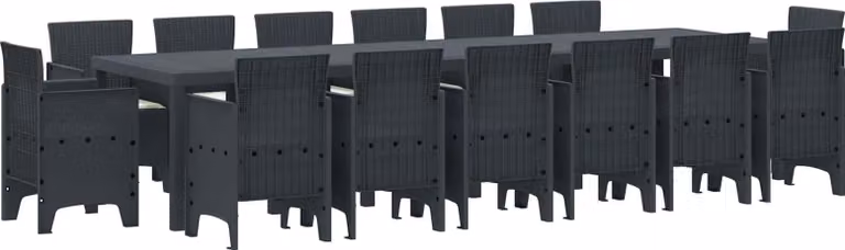 Set da Pranzo per Giardino 15 pcs Antracite Rattan Polt