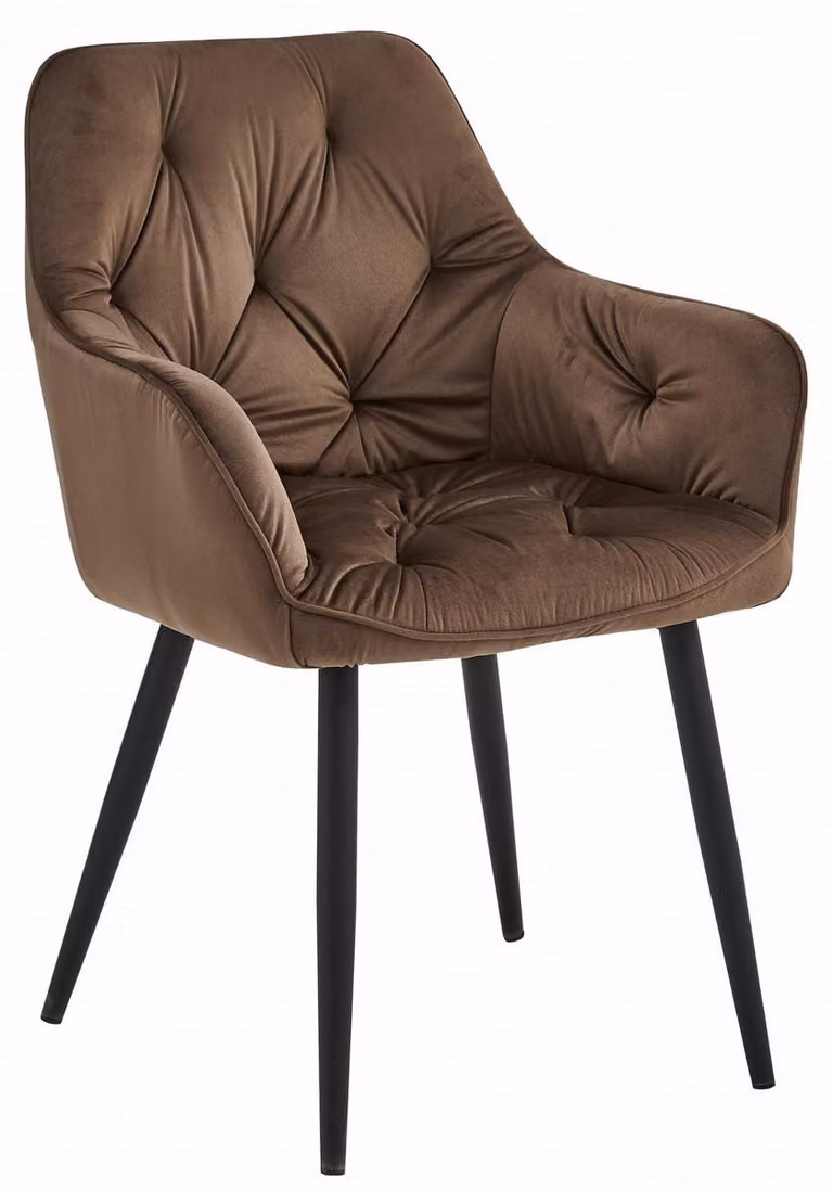 Sedia Jork in velluto marrone con gambe in metallo nero