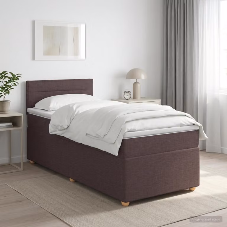 vidaXL Letto box spring con materasso Marrone Scuro 100 x 200 cm