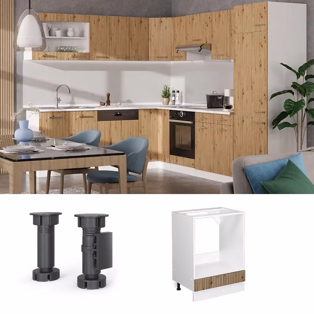 Mobile per forno da incasso Vicco R-Line Rovere e Bianco, L: 60 cm – 2
