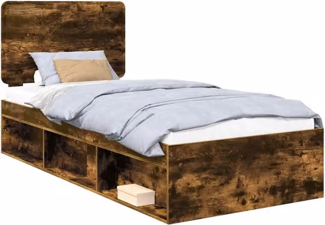 Letto singolo | Letto per adulti | Struttura del letto Rovere fum¨¦ 75 x 190 cm Pino massello