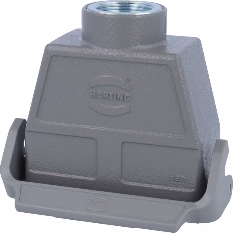 HARTING Han 16B Alloggiamento connettore alto, 1xPG21 uscita cavo diritta, con 1 staffa longitudinale Vite di fissaggio PG21 Area di serraggio