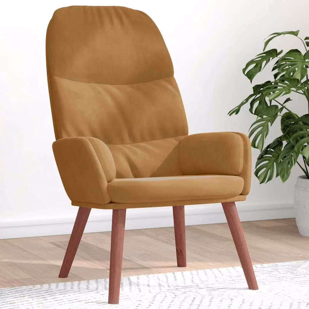 vidaXL Poltrona Relax in Velluto Marrone con Braccioli e Struttura Imbottita