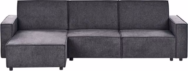 Divano letto angolare Beliani Grigio, modello moderno a L con funzione letto click-clack, imbottito in tessuto, lato destro L/P/H: 290 x 173 x 86 cm