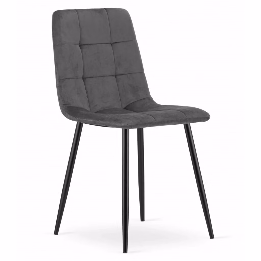 Set di 3 sedie moderne in velluto grigio antracite con struttura in metallo nero KENDRA HOME – 2