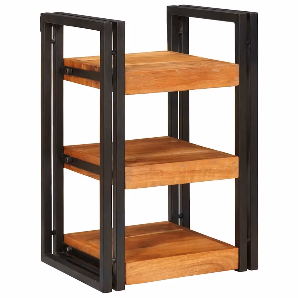vidaXL Comodino in Legno di Acacia e Metallo Marrone e Nero in Stile Rustico