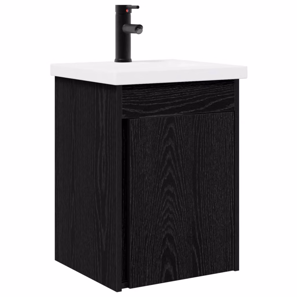 Mobile bagno moderno vidaXL con rubinetto, sospeso, colore nero e bianco, L: 42 cm, P: 40 cm, H: 74,5 cm – 2