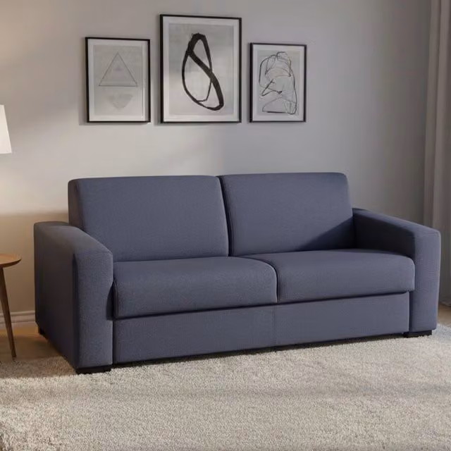 Divano Letto Asimi Talamo Italia, Divano 2 Posti con Funzione Letto e Coperture Rimovibili, Rivestimento in Tessuto Blu, L: 180 cm, P: 95 cm, H: 90 cm – 1