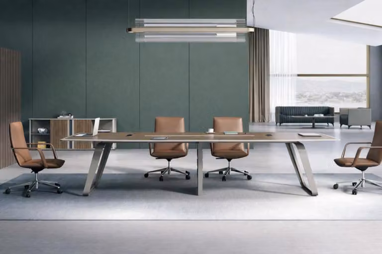 Arredamento da ufficio elegante, tavolo da riunioni di design, mobile contenitore di pregio