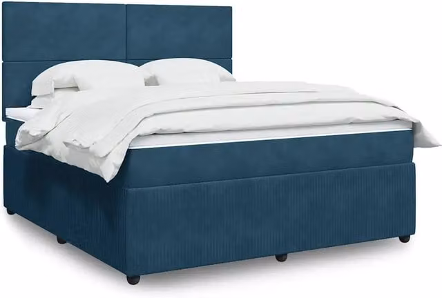 Letto Ibrido vidaXL con Materasso a Molle Insacchettate e Struttura in Velluto Blu e Bianco L/P: 180 x 200 cm – 1