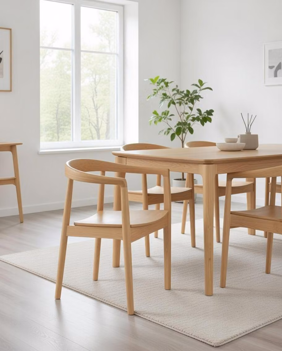 Poltrona con braccioli in legno naturale, dal design ergonomico, ideale per il soggiorno e la sala da pranzo